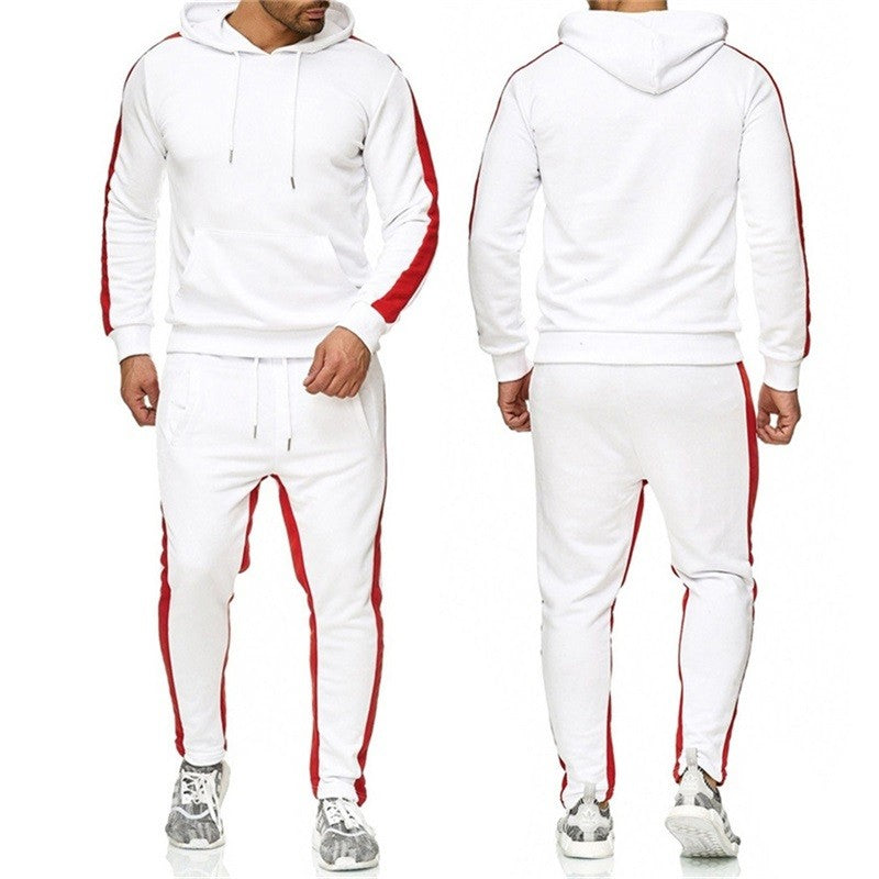 Men's 2 Piece Tracksuit Color Block Sweatsuit Stripes Casual Winter Long Sleeve Warm Moisture Wicking Breathable Sportswear Suit