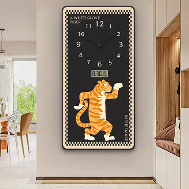 Perpetual calendar living room wall clock, French retro style, silent home electronic time clock, wall hanging painting