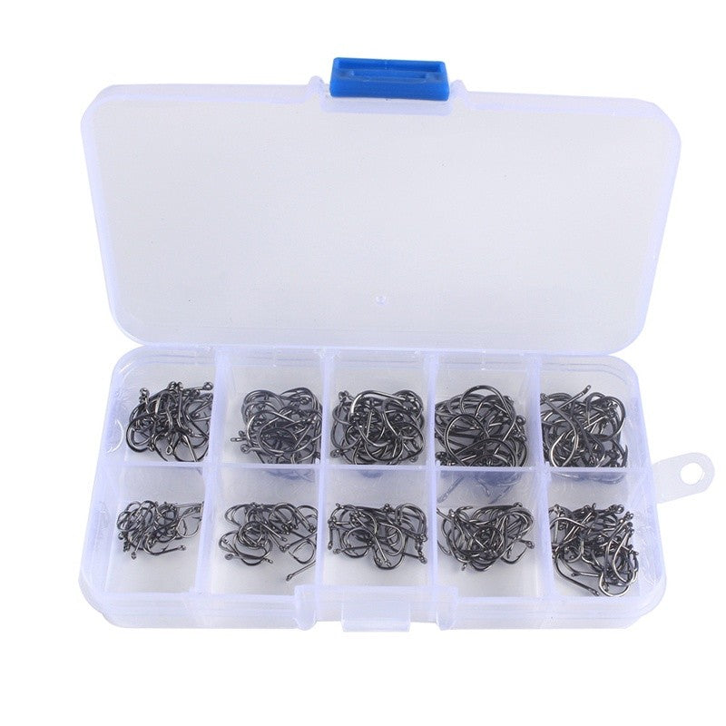 600/100Pcs Fishing Hooks Set Mixed Size High Carbon Steel Carp Rope Carp Fishhook Fishing Accessories Offset Circle Hook