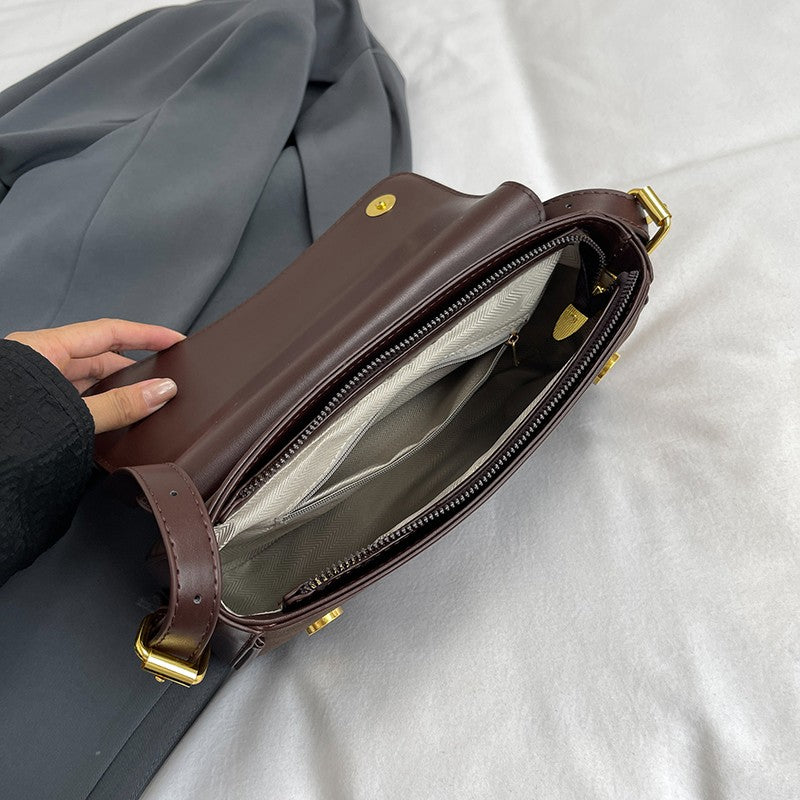 Solid Color Striped Flannel Women Crossbody Bag Quiet Luxury Designer Bag Fashionable Elegant PU Leather Shoulder Bags for Women