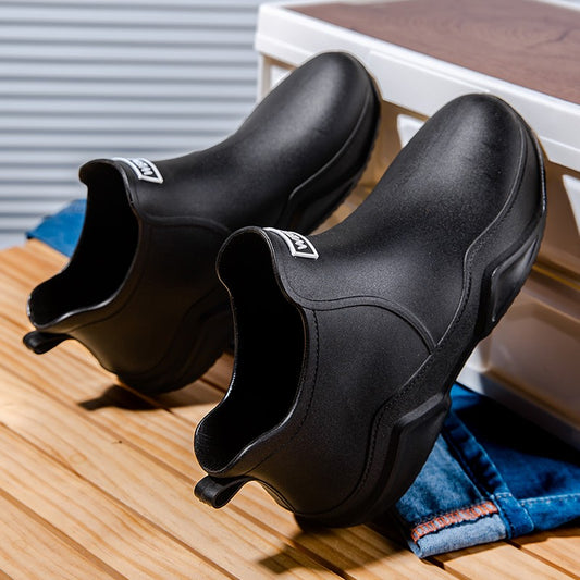 Men's and women's same short rain boots, couple's low cut anti slip water shoes, PVC wear-resistant rain boots, garden water boo