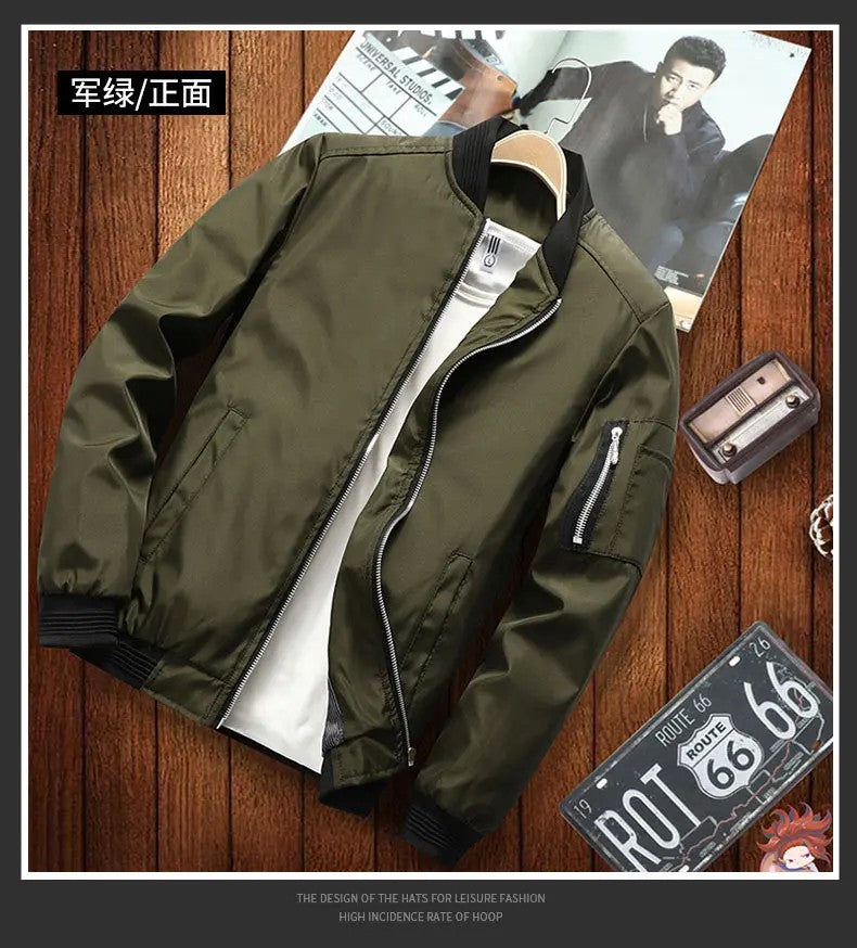 Men's Jacket Autumn Long Sleeve Baseball Uniform Windproof Cycling Thin Jacket Solid Zipper Casual Jacket Outdoor Sports Coat