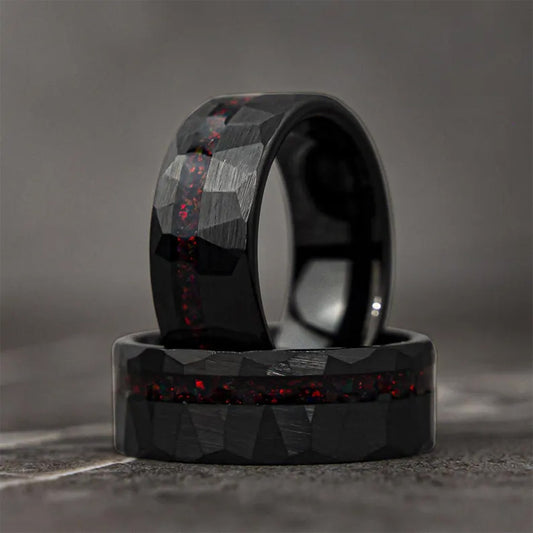 8MM Black Tungsten rings anillos bague homme pareja de compromiso fashion jewelry Men's wedding bands opal engagement rings gift