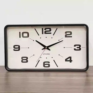Win Elegant Simple Modern Japanese Style Metal Wall Clock New Silent Rectangular Home and Office Clock for Living Room