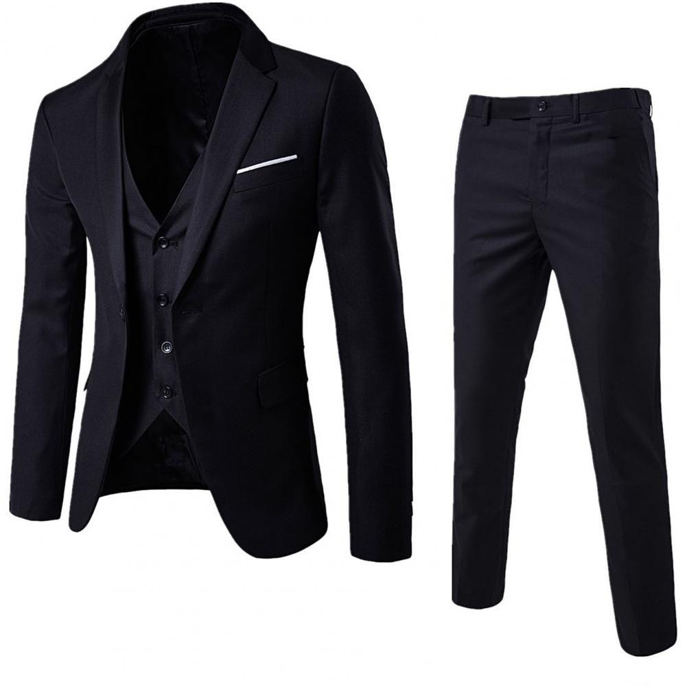 Korean Style Men Vest Pants Set Casual Business Buttons Cuff Vest Trousers Men Suit Wedding Groom Formal Suit