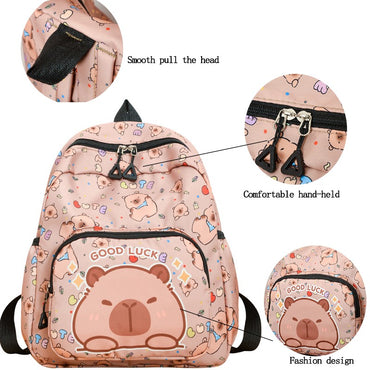 Capibara Print Backpacks Large Capacity Back To School Unisex Fashionable Cute Children's Bags For Kids Gift