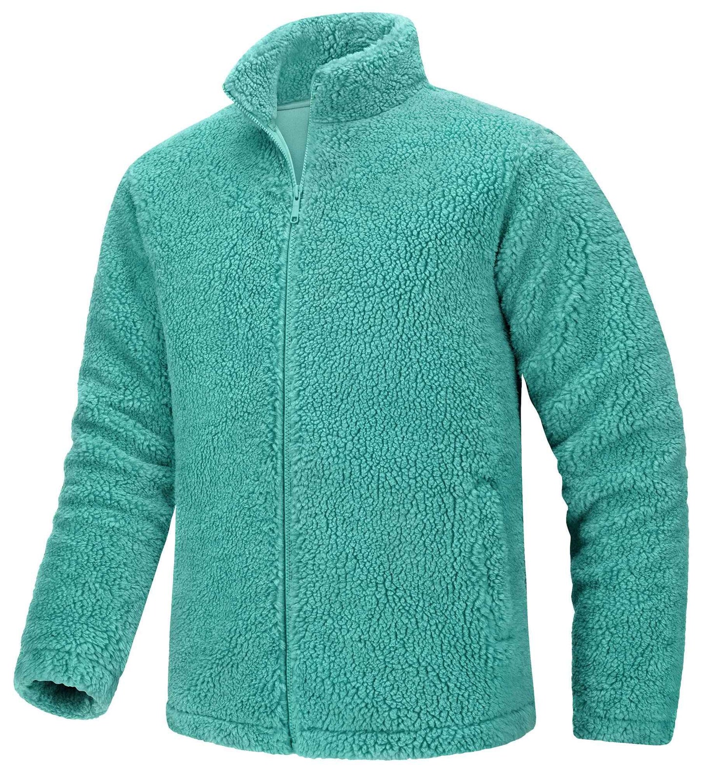 TACVASEN Winter Full Zip Up Warm Fleece Jackets Mens Fuzzy Sherpa Jacket Thicken Thermal Outdoor Fluffy Coat Zip Pocket Outwear