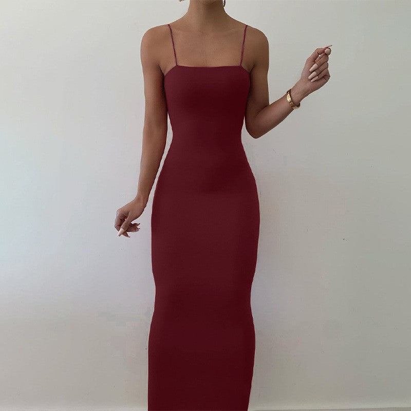 Summer Black Sexy Dress Women Streetwear Sleeveless Backless Solid Spaghetti Str