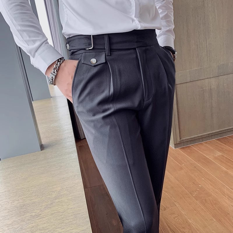 New Men's Suit Pants England Style Smart Casual Solid Slim Fit Straight Dress Pants For Men Formal Trousers Mens Clothing 2024