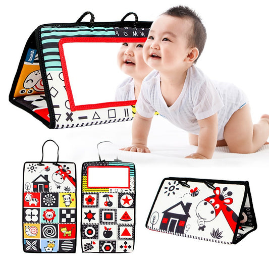 Brinquedos de Espelho para Bebês Recém-Nascidos com Contraste Alto Preto e Branco para Tempo de Barriga, Desenvolvimento Montessori, Atividade de Engatinhar e Brinquedo Sensorial