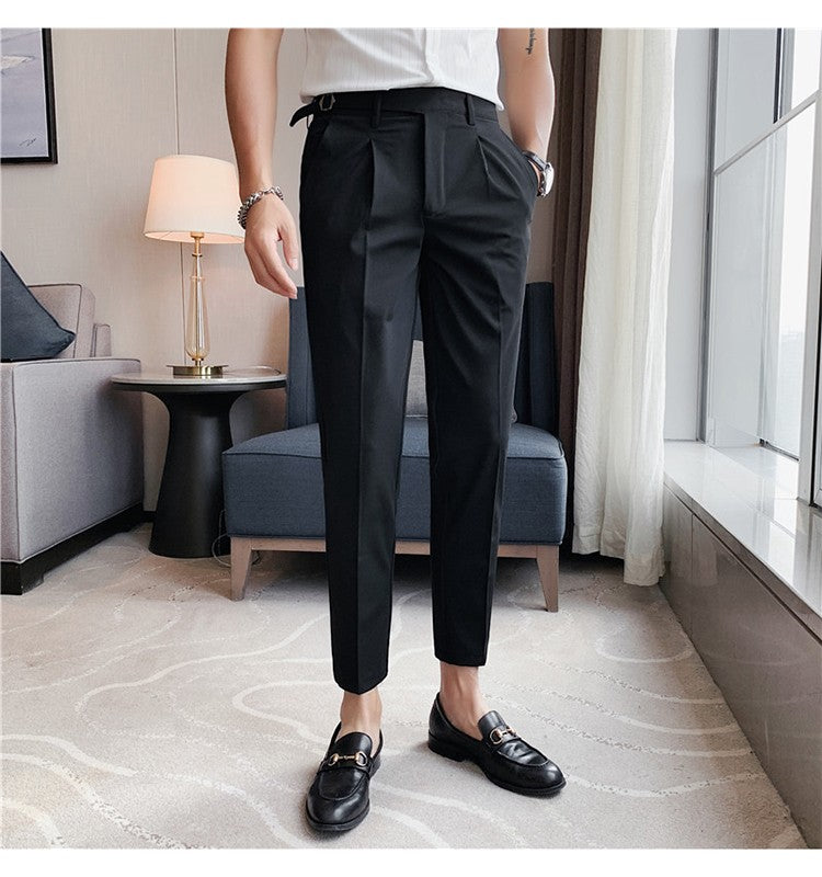 High Quality Elasticity Suit Pants Men Formal Business Office Social Dress Pants Slim Fit Casual Wedding Ankle Trousers Pantalon