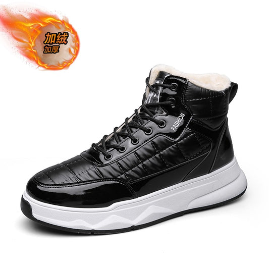 Trendy Silver Winter Boots Man High top Sneakers Outdoor Warm Plush Men's Snow Boots Platform Furry Ankle Boots Men Casual Boot