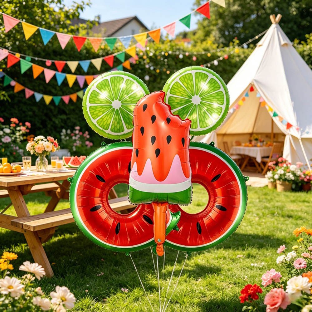 Tropical Balloon Hawaiian Balloons Fruit Watermelon Strawberry Orange Fruit Foil Balloon Birthday Party Pool Party Decorations