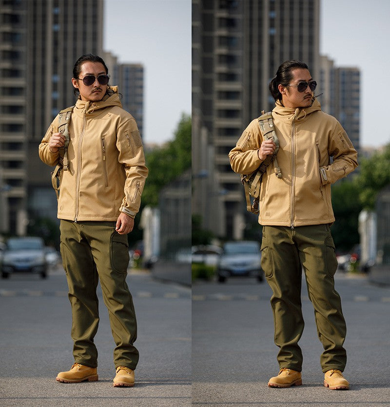 Sharkskin Soft-shell Hard Shell Camouflage Jacket Fleece Thick Tactical Suit Hooded Coat Manufacturers Handsome Outdoor Jacket