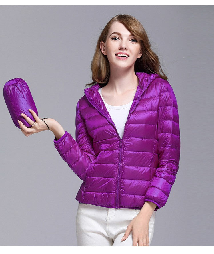 White Duck Down Winter Hoody Jackets Ultra-light Women Down Coats Puffer Long Sleeve Warm Slim Portable Thin Female Outwears 7XL