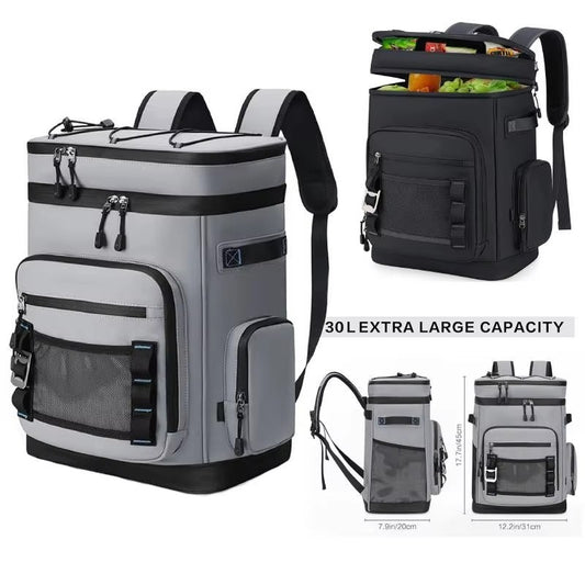 Waterproof Insulated Cooler Backpack 30L Large Capacity Lunch Food Box Durable Camping Fishing Pack Outdoor Travel Picnic Bag