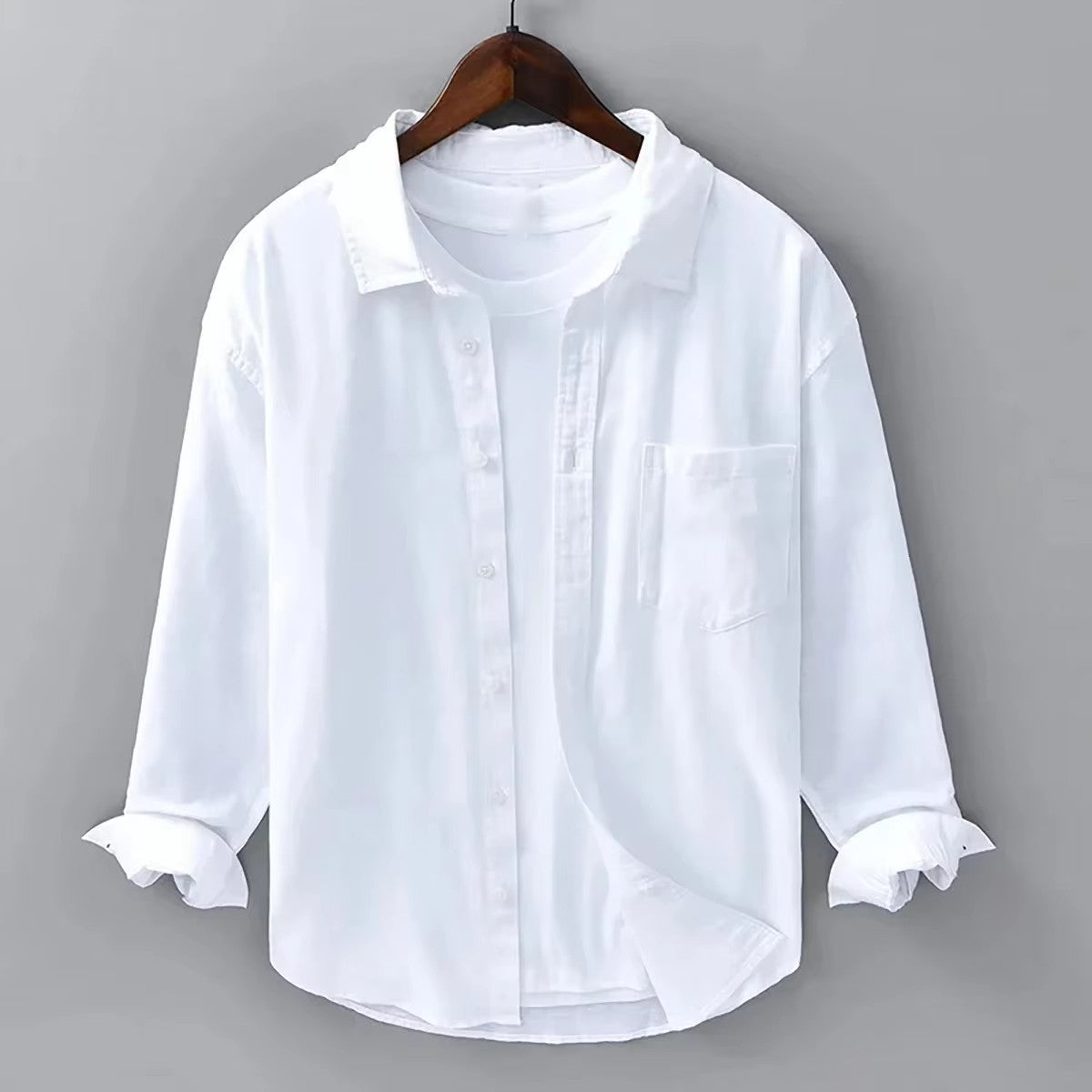 2025 Men's Linen Shirt 100% Slim Fit Comfortable Street Outdoor Beach Simple White Black Blue Plus Size XS-6XL Fast Shipping