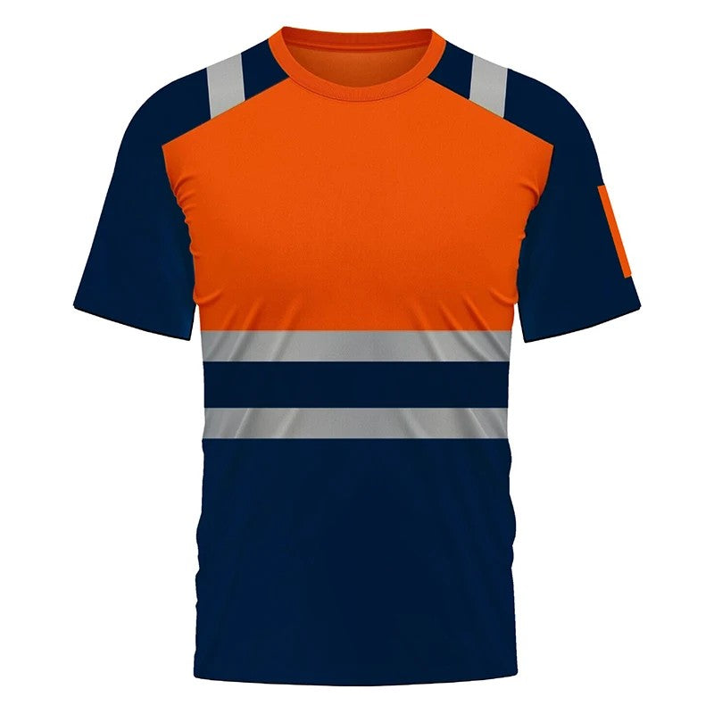 Striped Solid Plain T-shirt 3D Printing Fake Workwear T Shirt Men Round Neck Short Sleeves Sports Running Summer Cosplay Tee