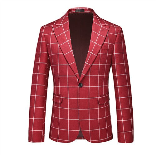 Single Breasted Plaid Suit Men's Clothing Fashion Simple Men Business Social Wedding Party Tuxedo Dress Blazers Jacket