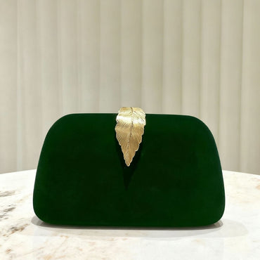 Velvet Leaf Evening Bag High Luxury Clutch Party Bag for Women Fresh Sweet Style Lock Buckle Square Shoulder Bag for Qipao