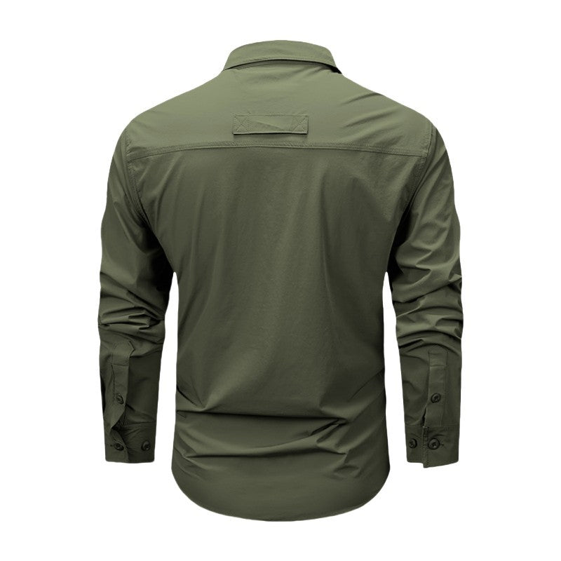 Spring Autumn Men's Shirts Tactical Work Long Sleeve Shirt Tops Outdoor Casual Multi-pocket Camp Hike Cargo Long-sleeved Shirts