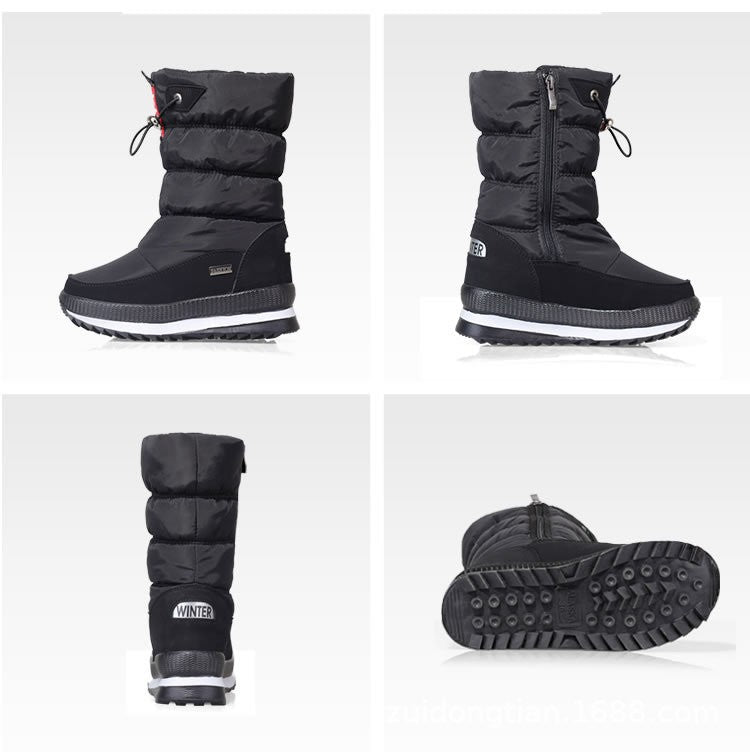 Winter thick women's snow boots Warm Plush Mid-calf Boots Non slip Waterproof Platform Snow Boot Casual Female White shoes