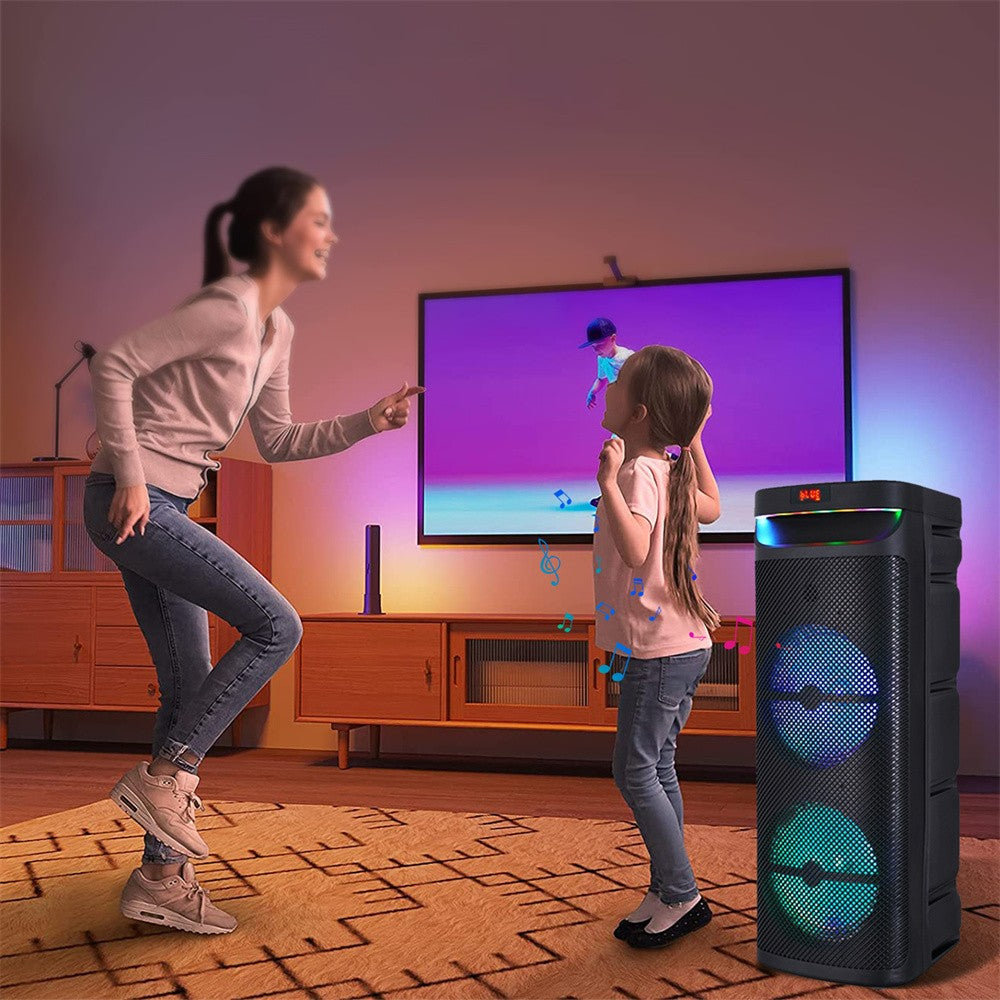 Alto-falante portátil Bluetooth para festa com subwoofer de 3000W duplo de 10 polegadas, sistema de som com graves potentes, alto-falante de karaokê DJ, luz de LED com microfone