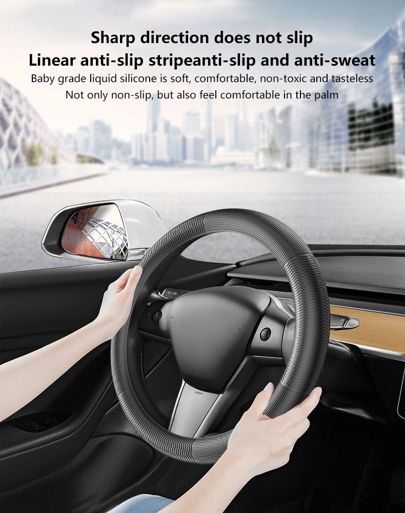 1PC automobile steering wheel cover without inner ring elastic liquid silicone four seasons universal tasteless handlebar cover