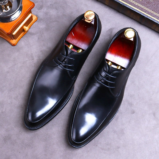New Brand Genuine Leather Business Dress Shoes Men Formal Wear Casual British Large Size Leather Shoes Pointed Toe Oxfords
