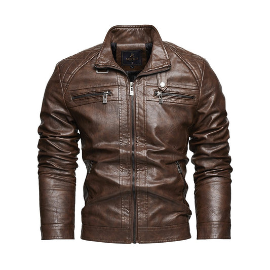 PU Leather Jacket Men Autumn Winter Motorcycles Faux Leather Coats Fashion Male Stand Collar Moto Biker Vintage Casual Outwear