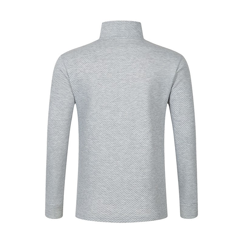 Men's Business Casual Polo Long Sleeve T-shirt spring and autumn Twill jacquard zipper polo shirt Comfortable and Breathable Top