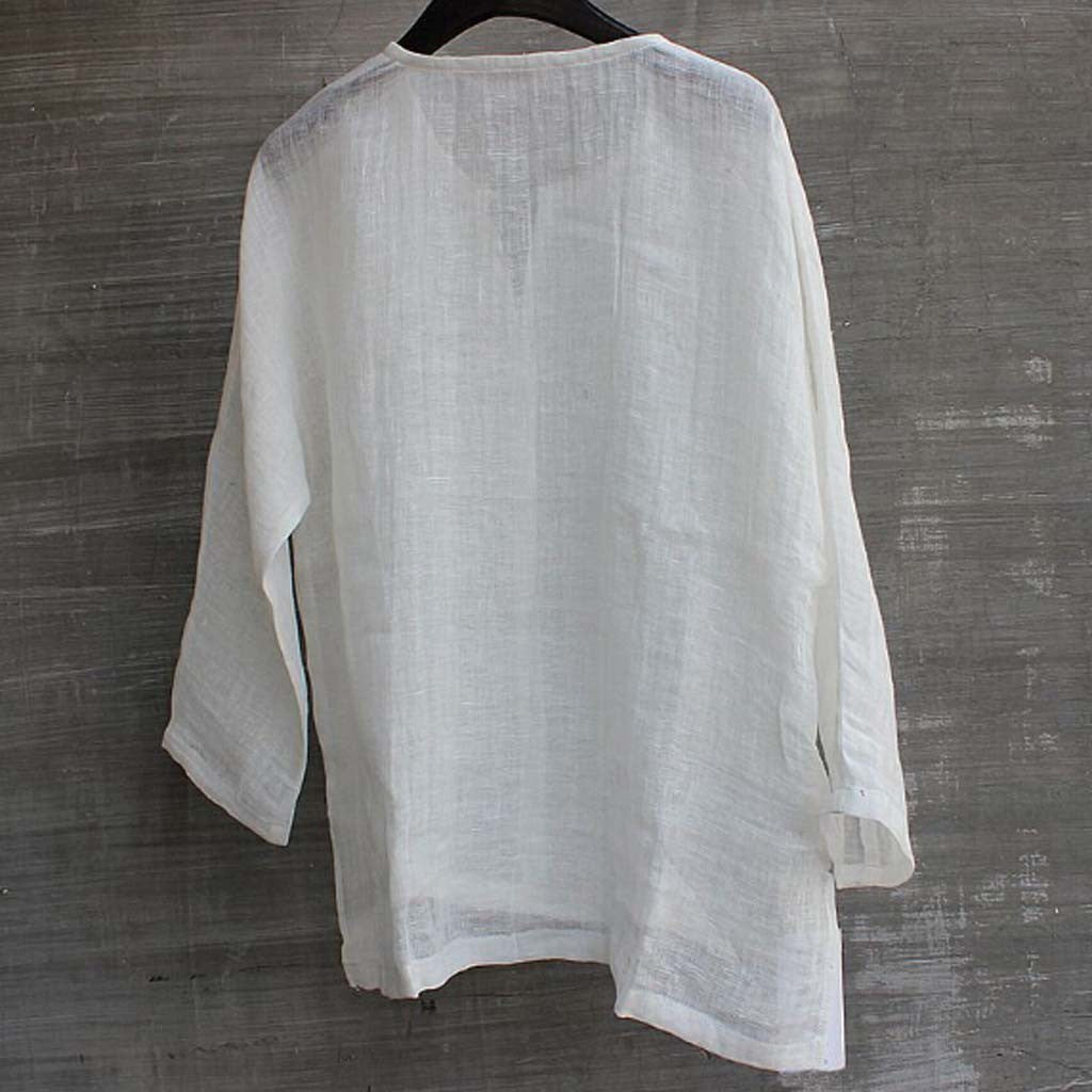8 Colors!2023 New Linen Shirt Men Brief Breathable Comfy Solid Color Long Sleeve Loose Harajuku Casual Blouse Hawaiian Shirts