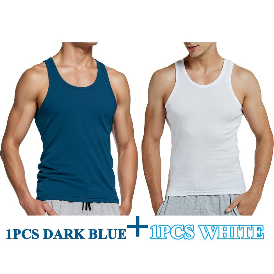 Tank Tops Men New 100% Cotton Solid Vest Mens Slim Casual Breathable Sleeveless