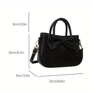 Ladies' bow handbag, elegant crossbody bag, hand-held small square bag, fashionable single-shoulder bag, fashionable accessory