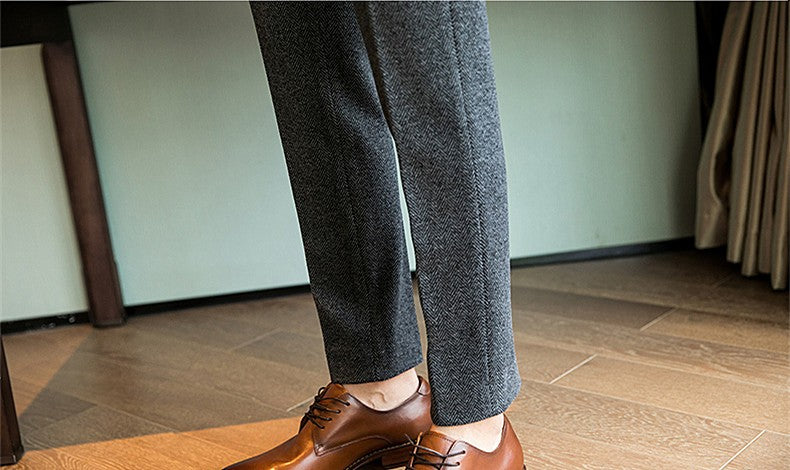 New Autumn Men's Gray Pants, Fashion Casual Trousers, Asian Size 28-36 Slim Suit Pantalon for Men