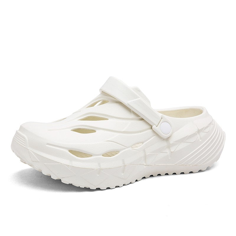 Men's summer casual anti-slip and wear-resistant hollow thick-soled flip-flops with a feeling of stepping on feces, EVA croats