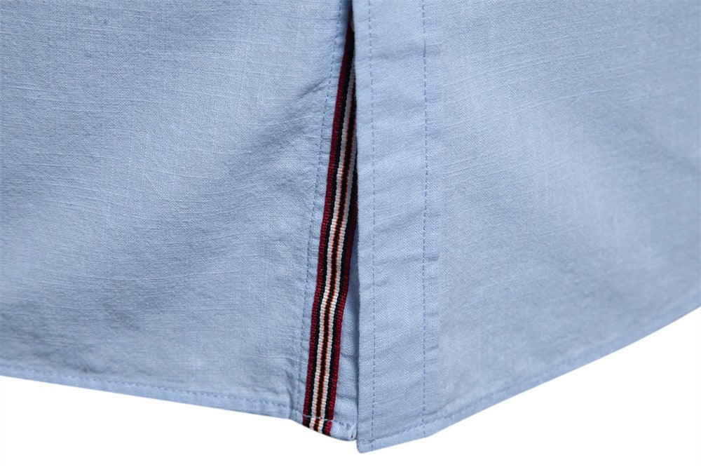 2025 New 100% Cotton Linen Shirt Men Embroidery Brand Shirts Tops High Quality Long Sleeve Button Down Casual Blouses