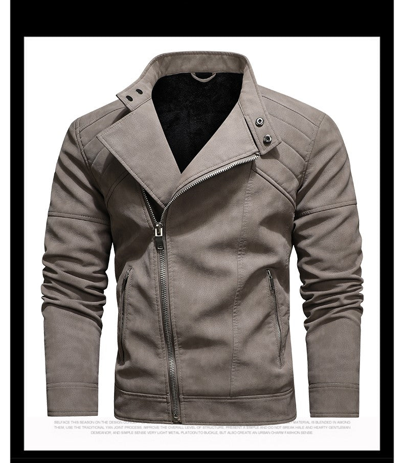 2025 Fashion Leather Jacket Men Winter Fleece Warm Zipper Motorcycle Coats Mens Fashion New Biker PU Jackets Slim Overcoat