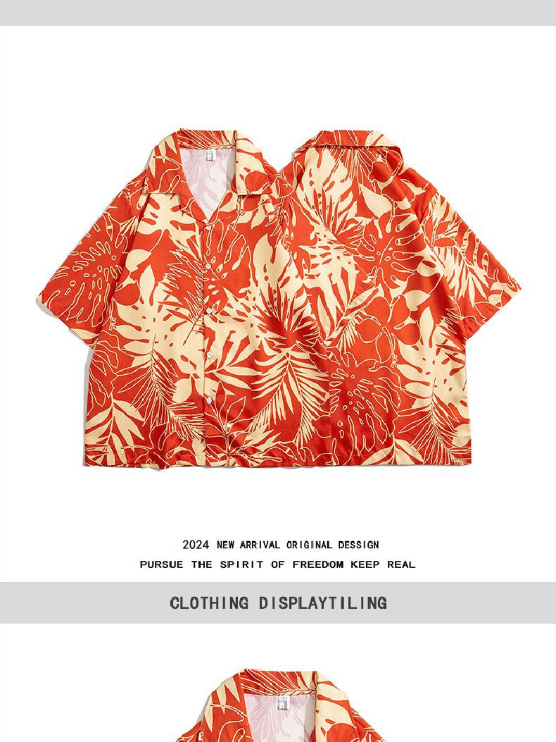 Summer men's floral shirt, designed in Hawaiian beach style, short sleeved casual shirt, ice silk quick drying loose top
