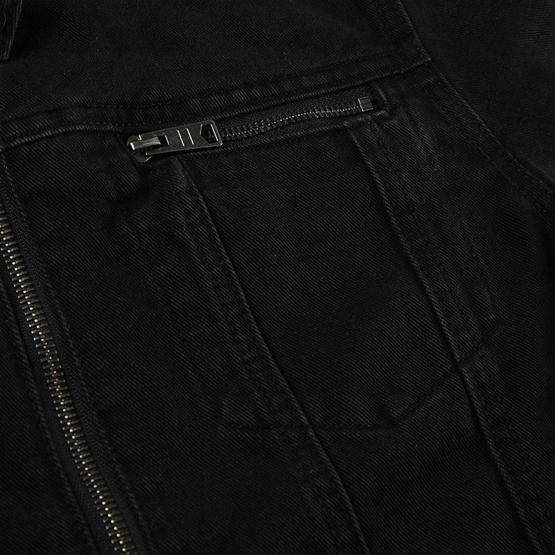 Rockmore Streetwear Double Zipper Denim Jackets Solid Casual Vintage Long Sleeve Outerwear Harajuku Cargo Style Women's Coats