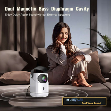 Portable Android Native 1080p Projector Support 4K 180°Adjustable Stand Wall Mount Design Wifi Bluetooth HDMI,USB,PC Model:TZ2