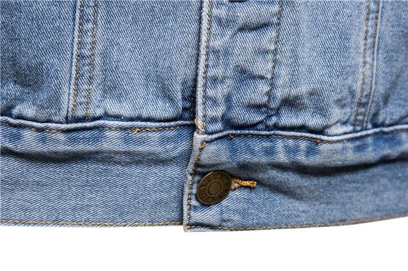 Men Denim Coat Casual Coats Turn Down Collar Full Sleeve Jackets Single Breasted Regular Pocket Button Jacket Splice Autumn