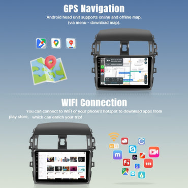 9 inch Wireless Car Radio for Toyota Corolla 2009 2010 2011 2012 2013 Support CarPlay Android Auto, 2+32G Touch Screen Car Stere