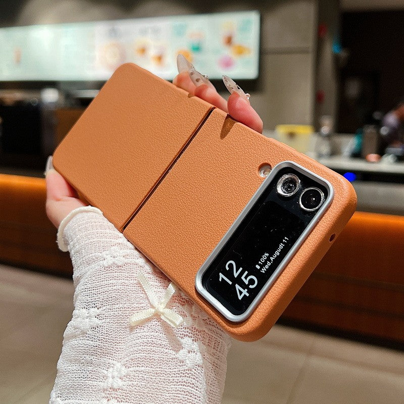 For Samsung Galaxy Z Flip 7 FE 6 5 4 3 5G Luxury Leather Case Shockproof Soft TPU Folding Phone Cover For Samsung Z Flip5 Flip6