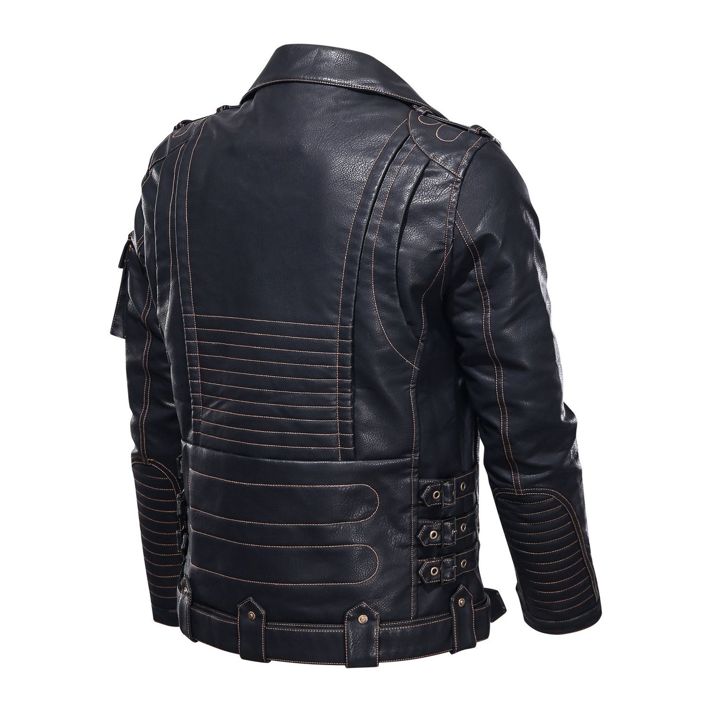 Winter Motorcycle PU Leather Jacket Fashion Cool Zipper Pockets Leather Coats Men Fashion Winter Clothing Mens Leather Jacket