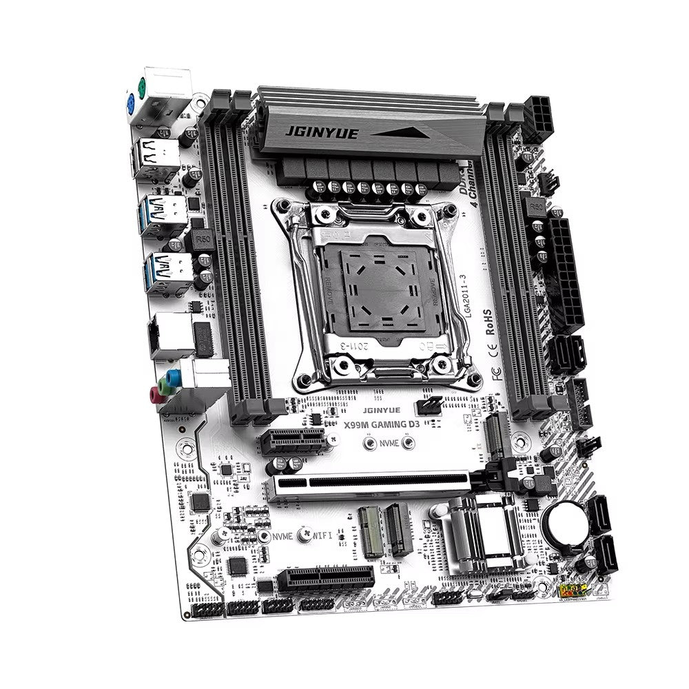 Placa-mãe JGINYUE X99 M-ATX combo E5 2680 V4 8GB*2 2133MHz DDR4 ECC kit de RAM RGB interface TPM diversão DIY novo software ARGB