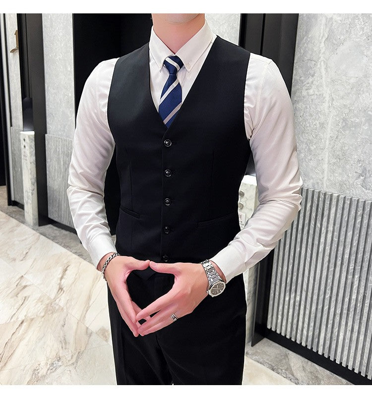 Men's High-Quality 3-Piece Business Casual Wedding Suit Vest Trousers Set Handsome Fashion Banquet Clothing S-6XL