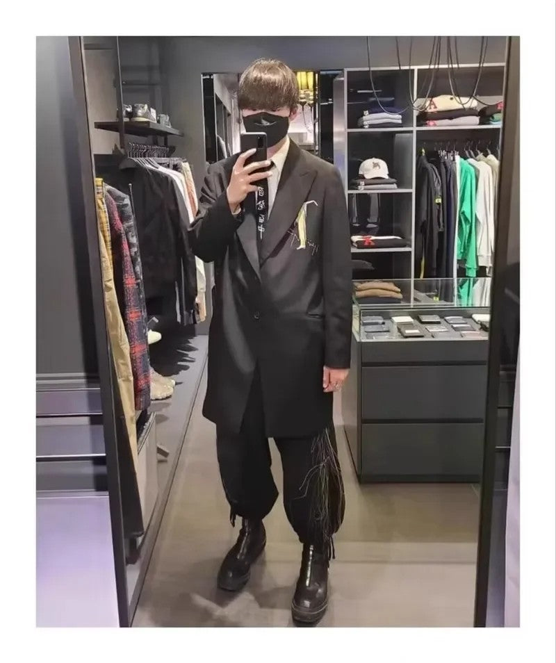 BLACK JOKER Big size blazer men's jacket with embroidery men's oversize jacket luxury men's jacket black Men's suit jackets