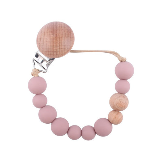 Baby Pacifier Clips Silicone Beads Wooden Ring Dummy Chain Newborn Gift Teether Soother Chain Nipple Holder Baby Stuff Accessory