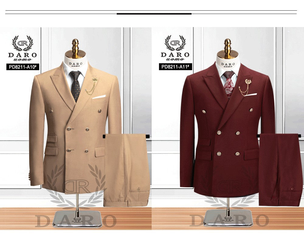 DAROuomo 2025 Men Suit Slim Fit Formal Business Work Wear Suits 2Pcs Set (Jacket+Pants)DR8211